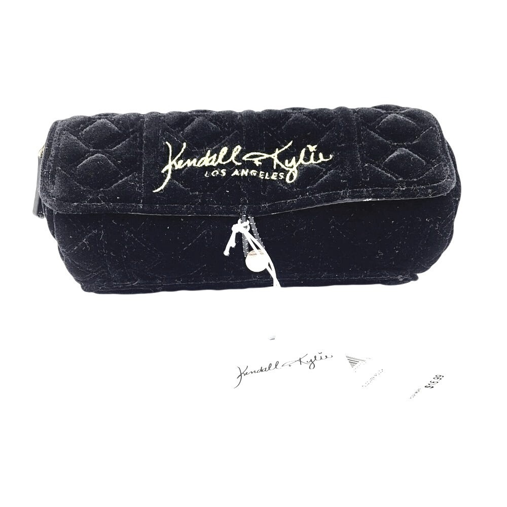 Kendall + Kylie Black Fold over Pouch with Brush Organizer